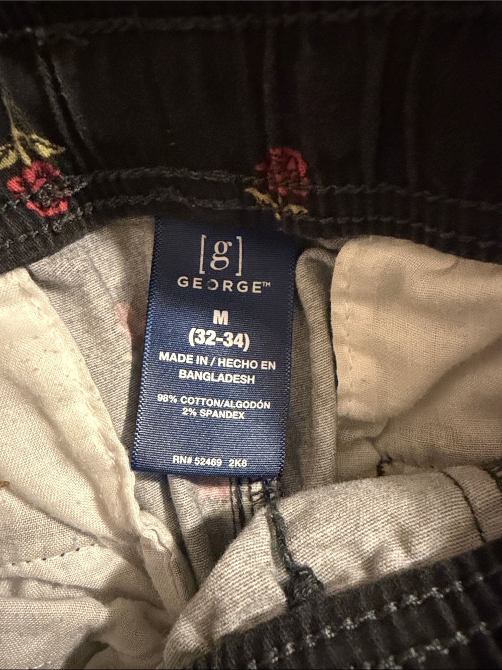 Medium 32/34 George Black Shorts with Red Rose Print - Picture 2 of 4